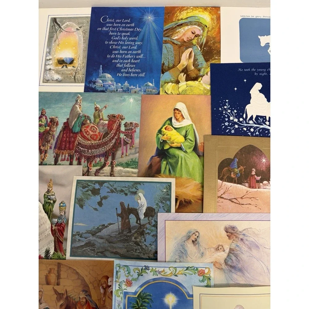 Vintage Christmas Cards Fronts ONLY Nativity Scrapbooking Crafts Lot of 50+